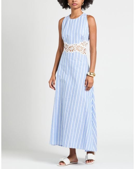 Sandro Blue Maxi Dress Cotton, Linen