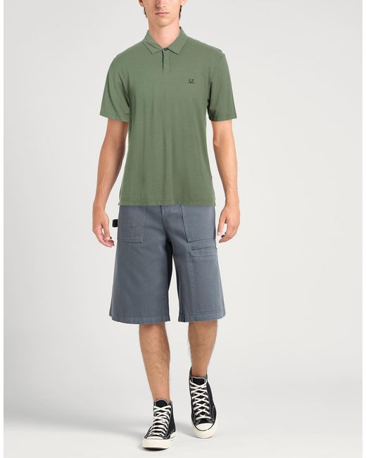 C P Company Green Military Polo Shirt Cotton for men