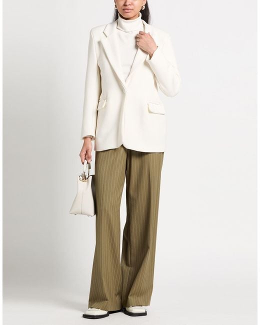 Haveone White Ivory Blazer Polyester, Viscose, Elastane