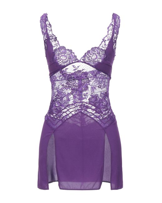 La Perla Purple Slip Dress Silk, Elastane, Polyamide, Viscose