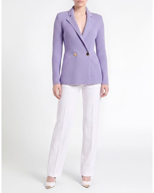 Elisabetta Franchi Purple Lilac Blazer Wool, Acrylic, Polyester, Polyamide