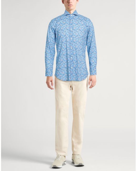 Fedeli Blue Shirt Cotton, Elastane for men