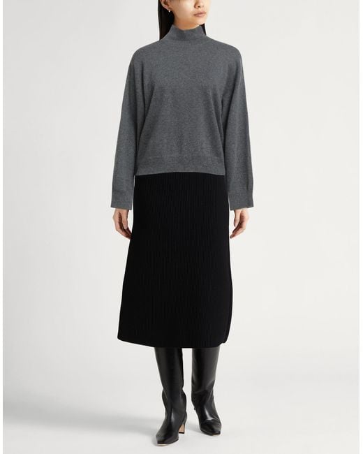 Fabiana Filippi Gray Turtleneck Merino Wool, Viscose, Silk, Cashmere, Polyester