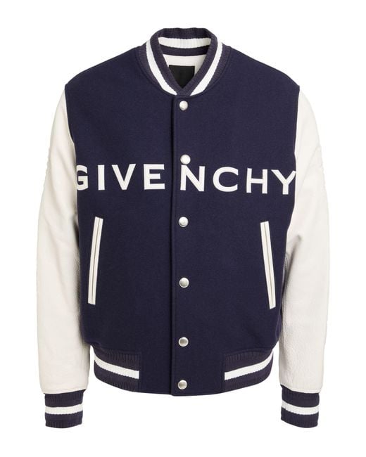 Givenchy Blue Jacket Calfskin, Wool, Polyamide for men