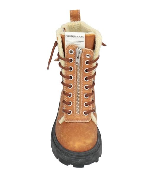 Philippe Model Brown Camel Ankle Boots Leather