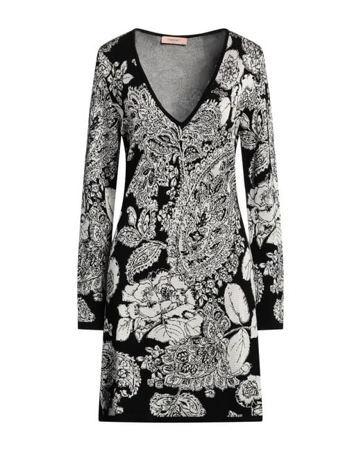 Twinset Gray Mini Dress Viscose, Polyester