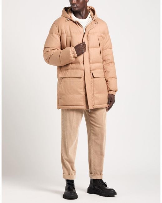 Eleventy Brown Sand Puffer Wool, Silk for men