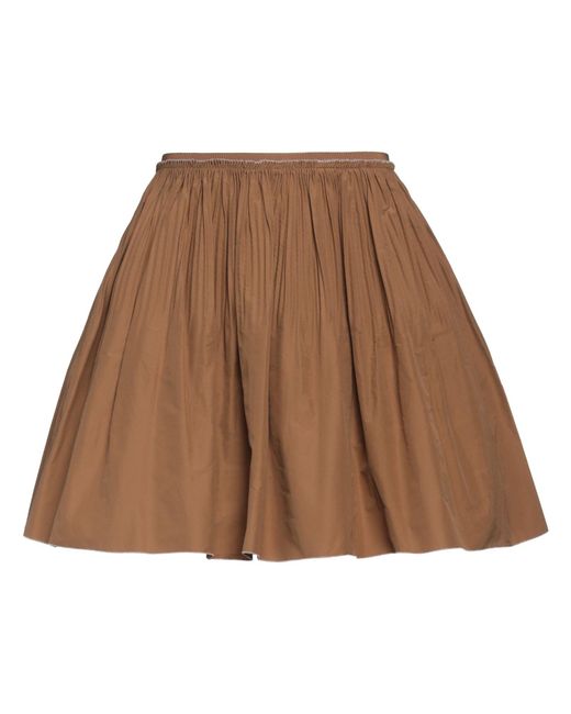 RED Valentino Brown Pleated Cotton-Blend Mini Skirt
