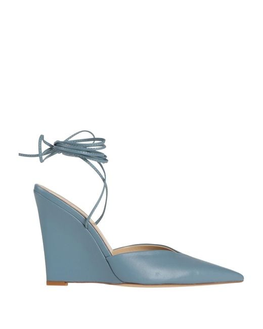 LE FABIAN Blue Slate Pumps Leather