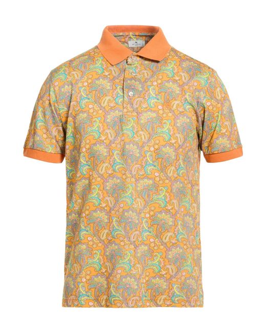 Etro Yellow Polo Shirt Cotton for men