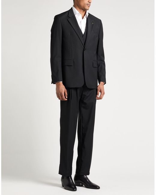 Manuel Ritz Black Suit Polyester, Wool, Elastane for men