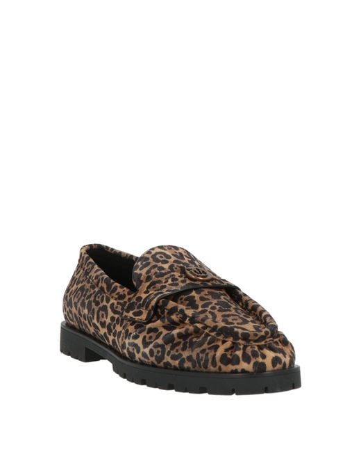 Pinko Brown Camel Loafers Leather