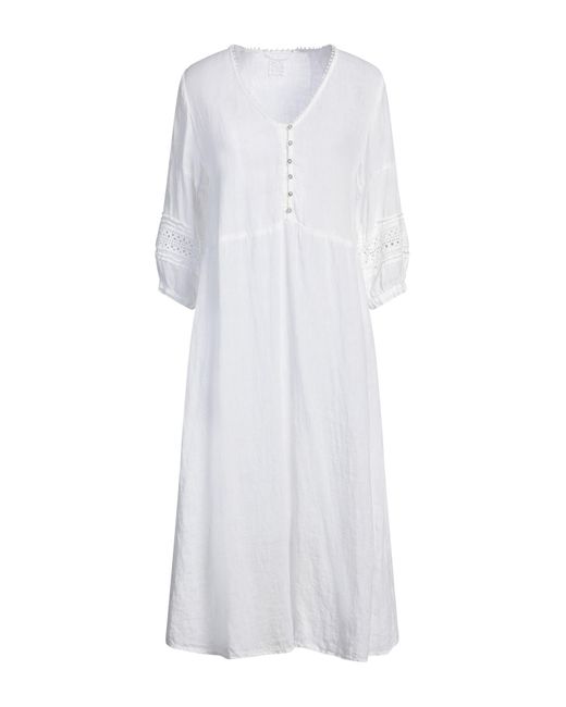 120% Lino White Midi-Kleid