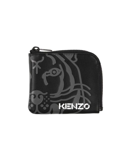 KENZO Black Coin Purse Cow Leather for men