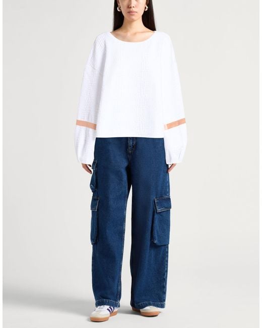 EA7 White Sweatshirt Polyester, Cotton, Elastane
