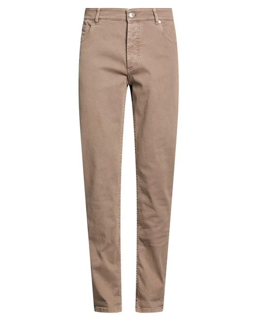 Brunello Cucinelli Natural Pants Cotton, Elastane for men