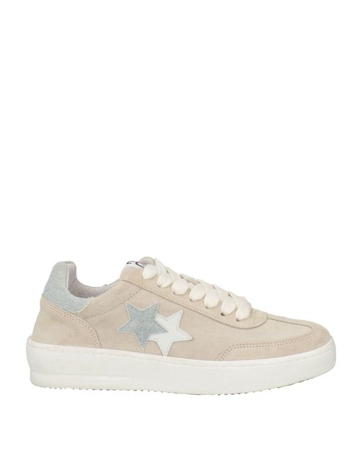 2 Star White Sneakers Leather, Textile Fibers for men