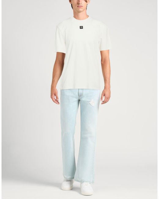 HUGO White Ivory T-Shirt Cotton, Elastane for men