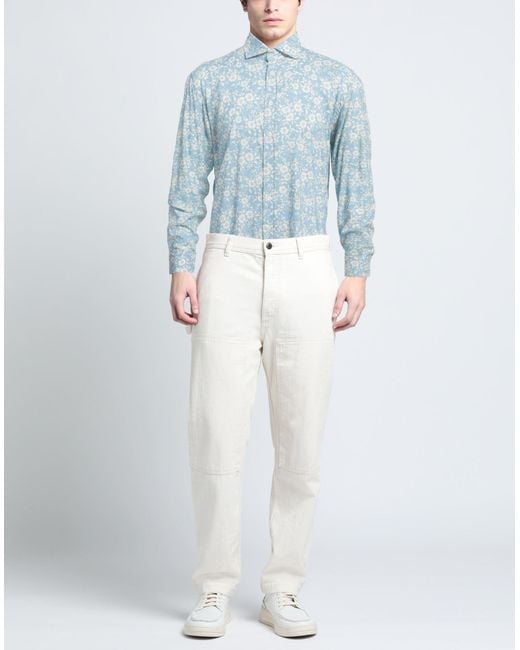 BASTONCINO Blue Shirt Viscose, Linen for men