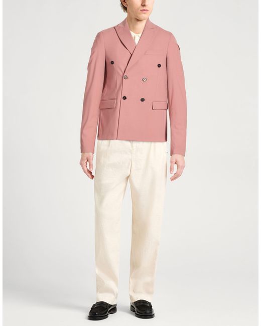 Amaranto Pink Antique Rose Blazer Polyester, Virgin Wool, Elastane for men