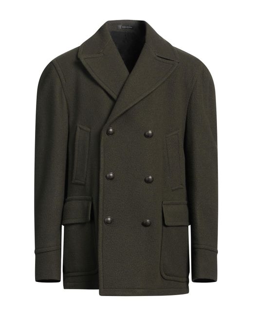 Tagliatore Green Dark Coat Wool, Polyamide for men