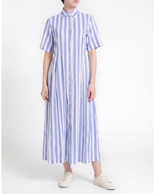 BASTONCINO Blue Light Maxi Dress Linen, Cotton
