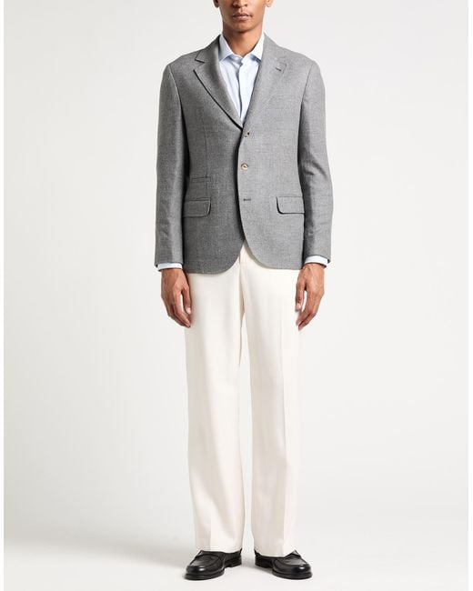 Brunello Cucinelli Gray Blazer Cashmere, Silk for men