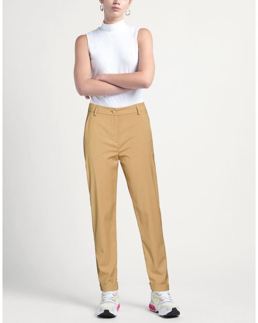 Manila Grace Natural Camel Pants Polyester, Viscose, Wool, Elastane