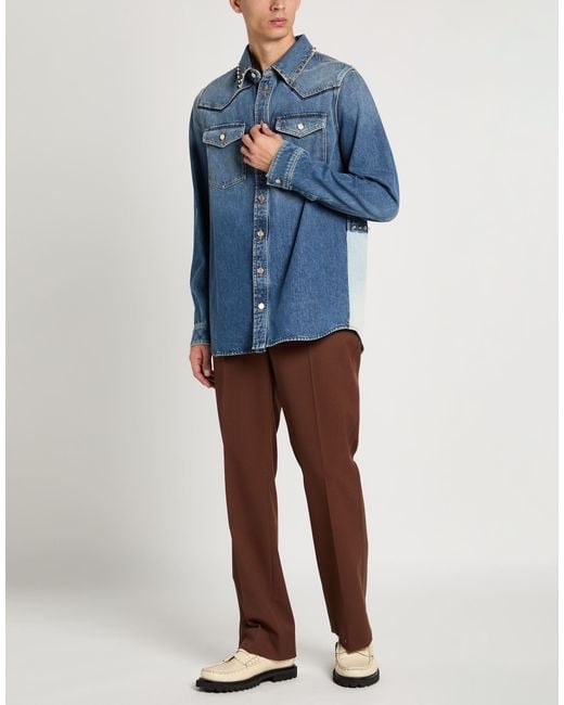Valentino Garavani Blue Denim Shirt Cotton for men