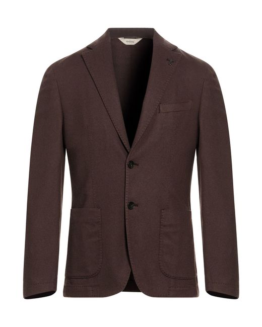 Paoloni Brown Dark Blazer Virgin Wool, Polyamide, Elastane for men