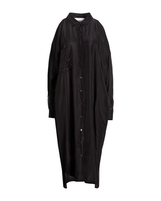 Tela Black Charcoal Midi Dress Silk
