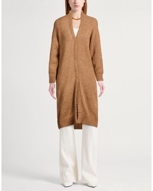 Bruno Manetti Brown Cardigan Polyester, Polyamide, Alpaca Wool, Metallic Fiber