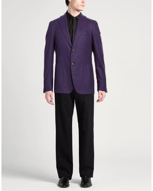 Isaia Purple Blazer Wool, Cotton, Cashmere for men