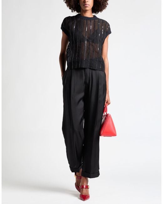 Brunello Cucinelli Black Top Silk, Alpaca Wool, Polyamide, Wool