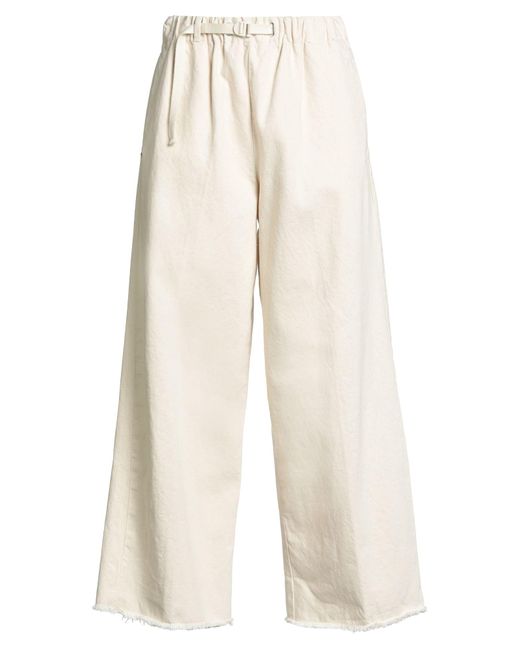 White Sand White Ivory Pants Cotton