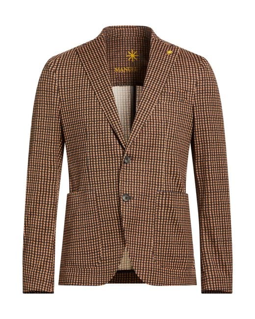Manuel Ritz Brown Blazer Cotton, Elastane for men