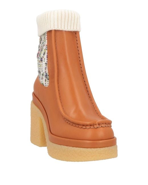 Chloé Brown Ankle Boots Leather, Textile Fibers