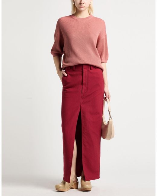 Brunello Cucinelli Red Maxi Skirt Cotton, Linen