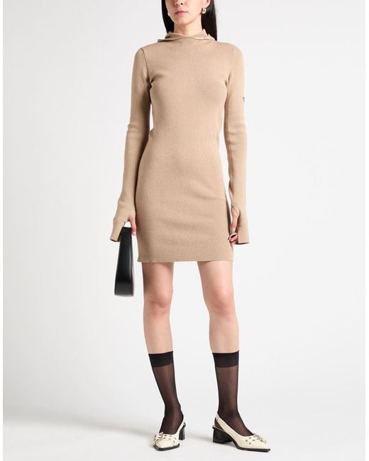 Fendi Natural Mini Dress Wool, Silk, Polyamide, Elastane