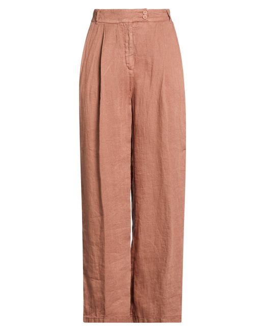 120% Lino Brown Pants Linen