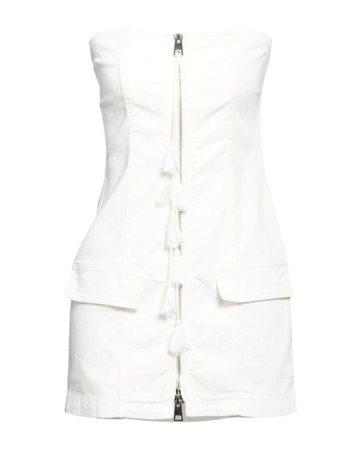 Dondup White Mini Dress Cotton, Elastomultiester, Elastane