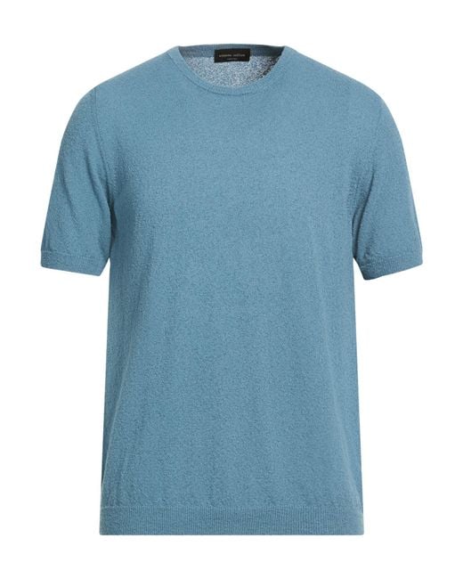 Roberto Collina Blue Sweater Cotton, Polyamide for men