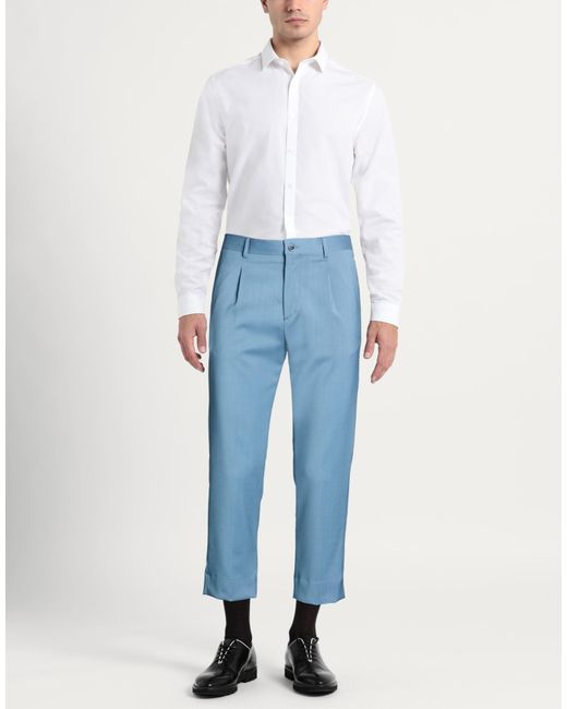 Costumein Blue Pants Virgin Wool for men