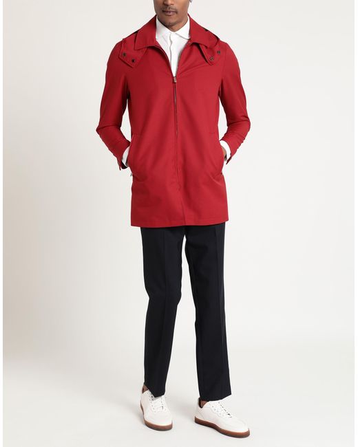 Isaia Red Overcoat & Trench Coat for men