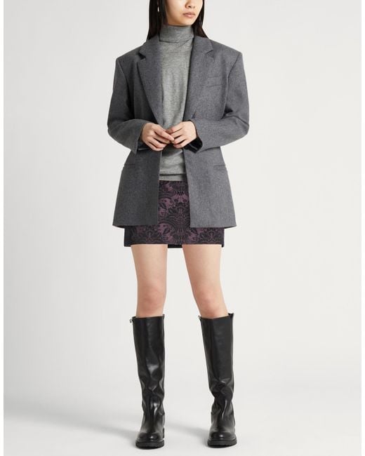 Max Mara Gray Mini Skirt Virgin Wool, Polyamide