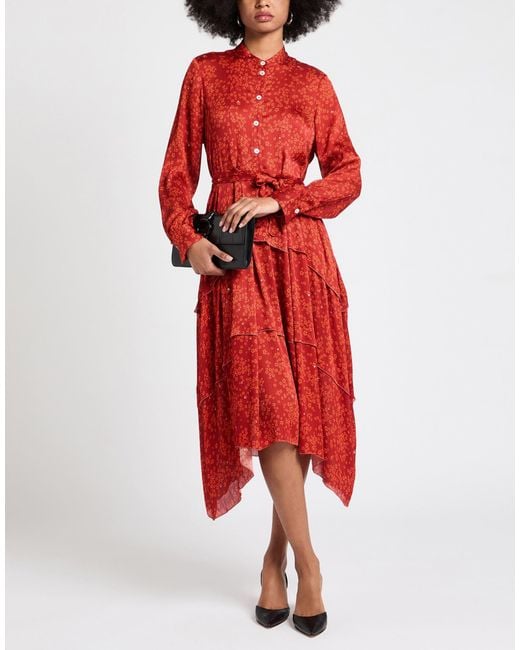 High Red Tech Midi Dress Polyester