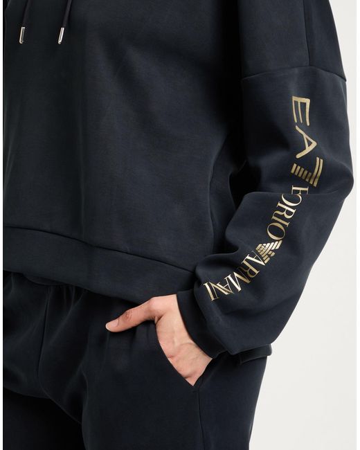 EA7 Black Tracksuit Polyester, Modal, Elastane