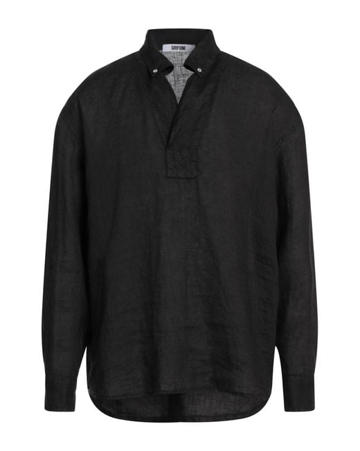Grifoni Black Dark Shirt Linen for men
