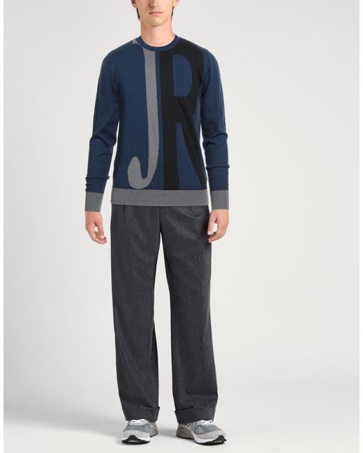 John Richmond Blue Sweater Cotton, Merino Wool for men