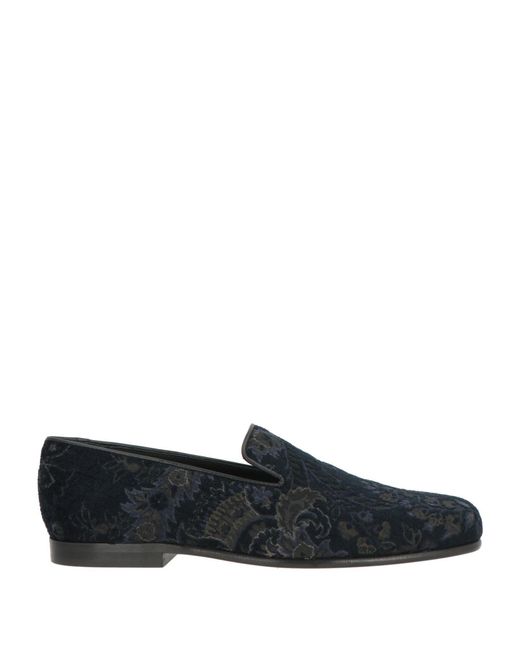 Etro Blue Midnight Loafers Leather, Textile Fibers for men
